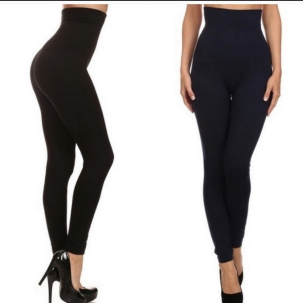 Blue Fleece Lined Tummy Slimming Leggings NWT